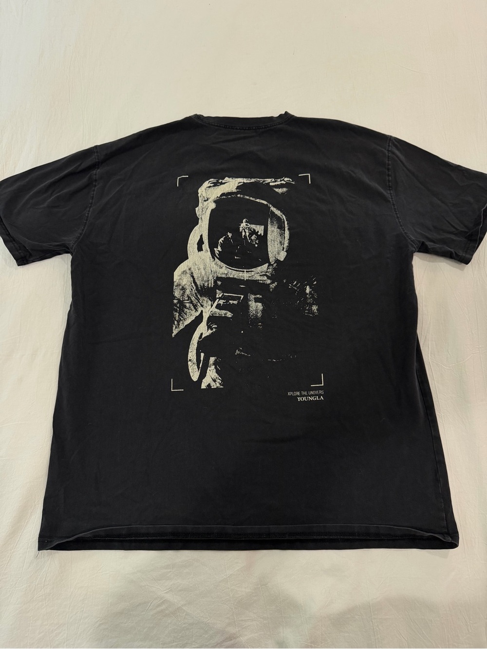 YoungLA Black Tee with Cream Astronaut Graphic